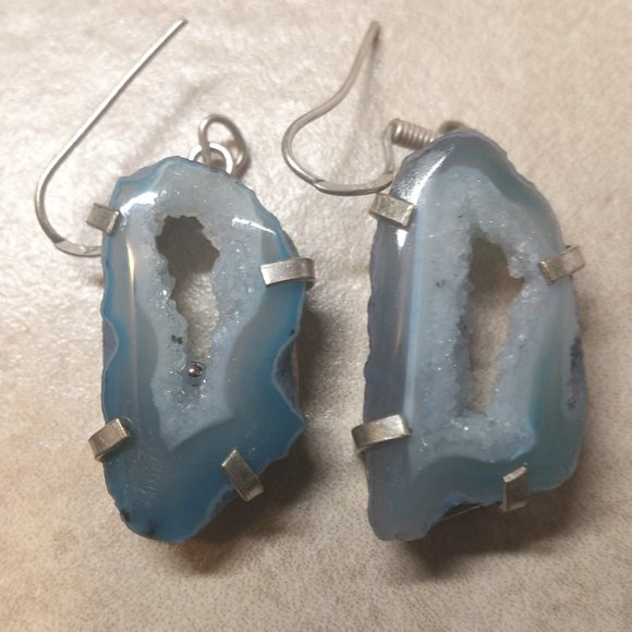 HANDMADE BLUE DRUZY EARRINGS STUNNING